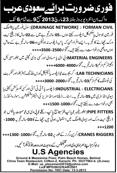 Jobs in Saudi Arabia through US Agencies