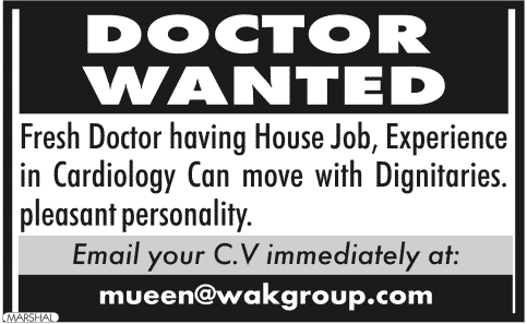 Doctor Job 2013 (Cardiology) Latest at WAK GROUP