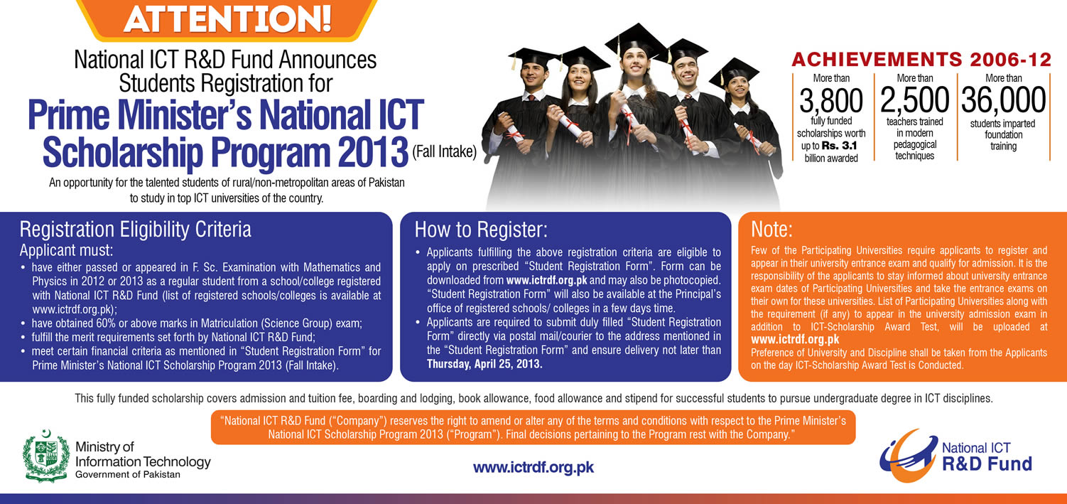 National ICT Scholarship Program 2013 Form Download