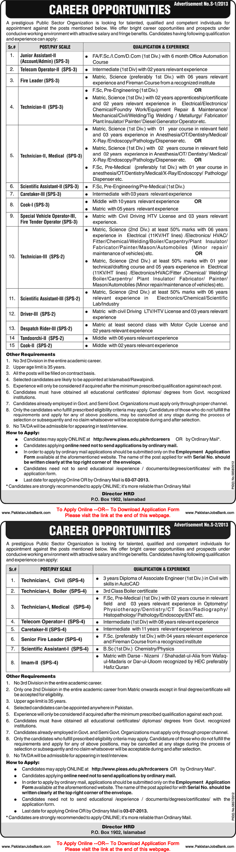 Pakistan Atomic Energy Commission Jobs 2013-June-20 Latest Advertisement Jang Newspaper