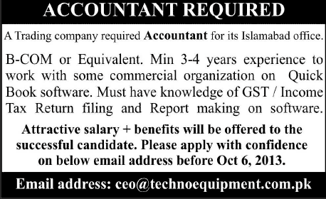Accountant Jobs in Islamabad 2013 October Latest