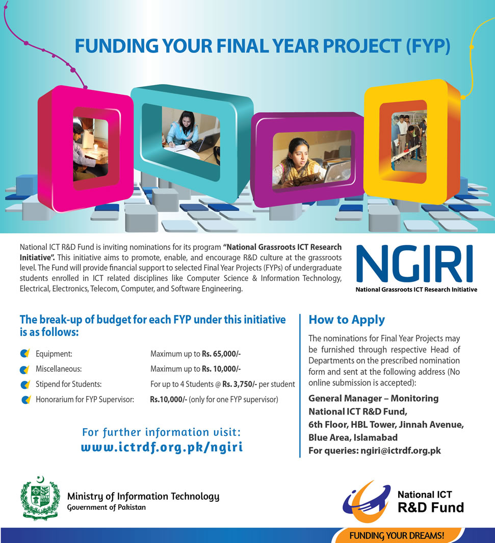 National ICT R&D Fund - National Grassroots ICT Research Initiative (NGIRI) Final Year Project Funding 2013-2014