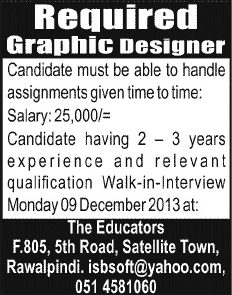 Graphics Designer Jobs in Rawalpindi 2013 December at The Educators