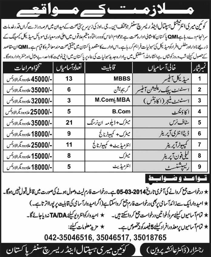 Queen Mary International Hospital Jobs 2014 February Latest