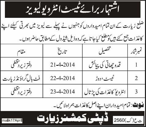 Test / Interview for Balochistan Levies Jobs 2014 April