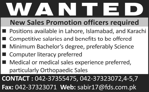 Latest Sales Officer Jobs in Pakistan 2014 April