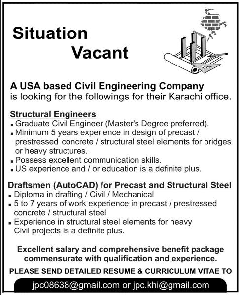 Civil Engineer & AutoCAD Draftsman Jobs in Karachi 2014 April-May for Civil Engineering Company