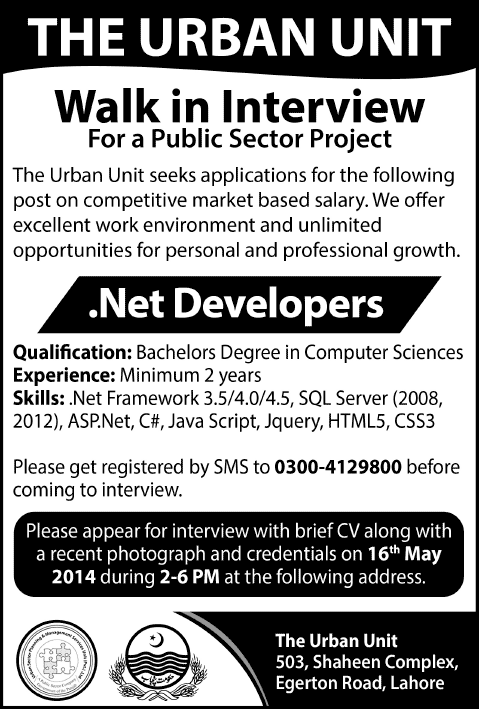 .Net Developer Jobs in the Urban Unit 2014 May