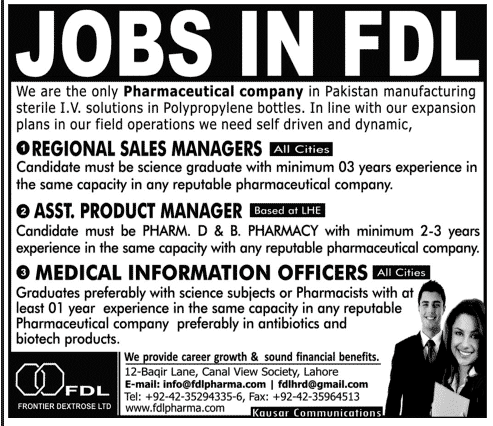 FDL Jobs 2014 May for Product / Sales Managers & Medical Information Officers