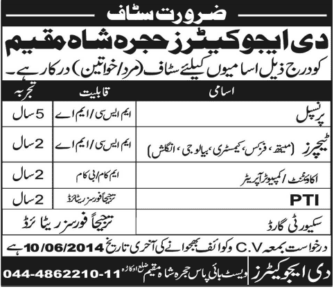 The Educators School Jobs 2014 June for Teaching & Non-Teaching Staff