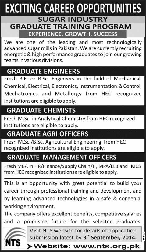 NTS Graduate Training Program 2014 August in Sugar Industry / Mills