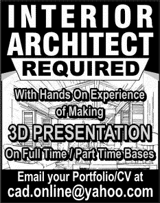 Interior Designer Jobs in Lahore 2014 August as Interior Architect