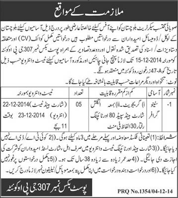 Stenographer Jobs in Quetta 2014 December Provincial Ombudsman / Mohtasib Balochistan