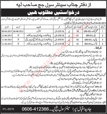 Layyah Civil Courts Jobs 2015 May Process Server, Khakroob, Chowkidar & Mali Latest