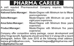 Pharmaceutical Sales Jobs in Pakistan 2015 June Sales / Product Managers at Glitz Pharma