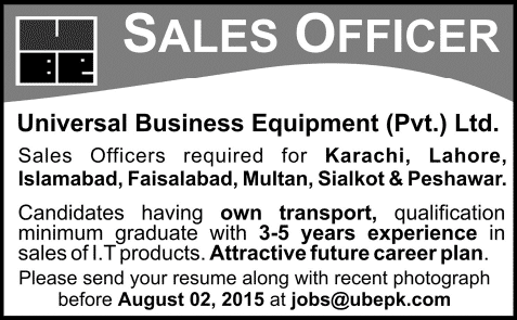 Sales Officer Jobs in Universal Business Equipment 2015 July Latest