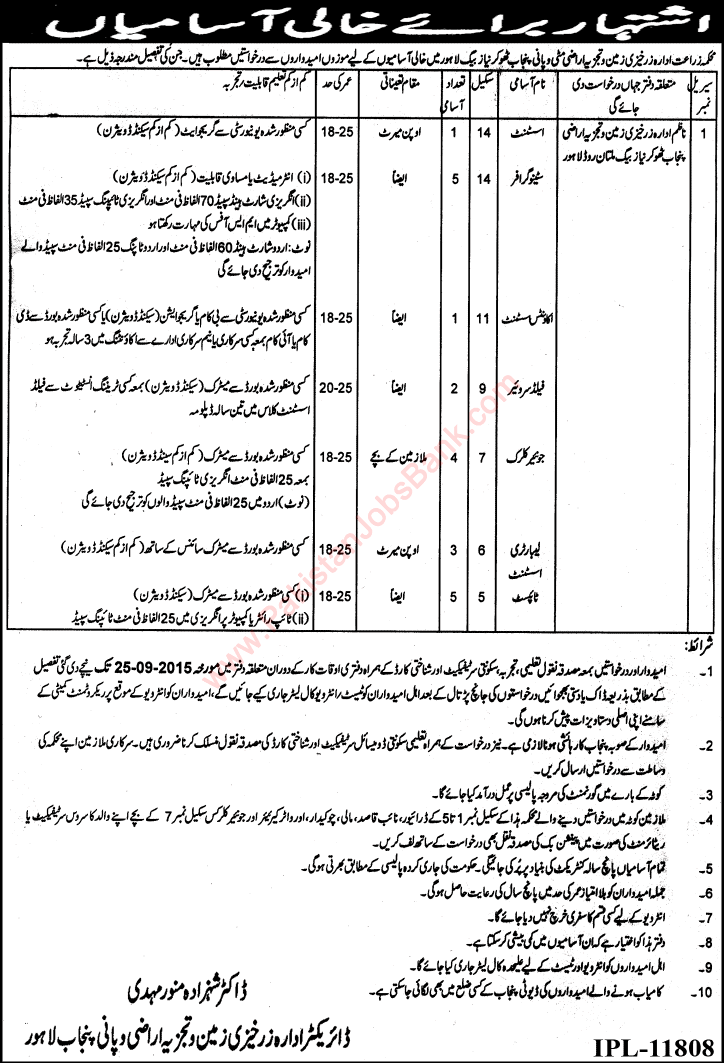 Agriculture Department Punjab Jobs 2015 September Stenographer, Typist, Clerks & Others