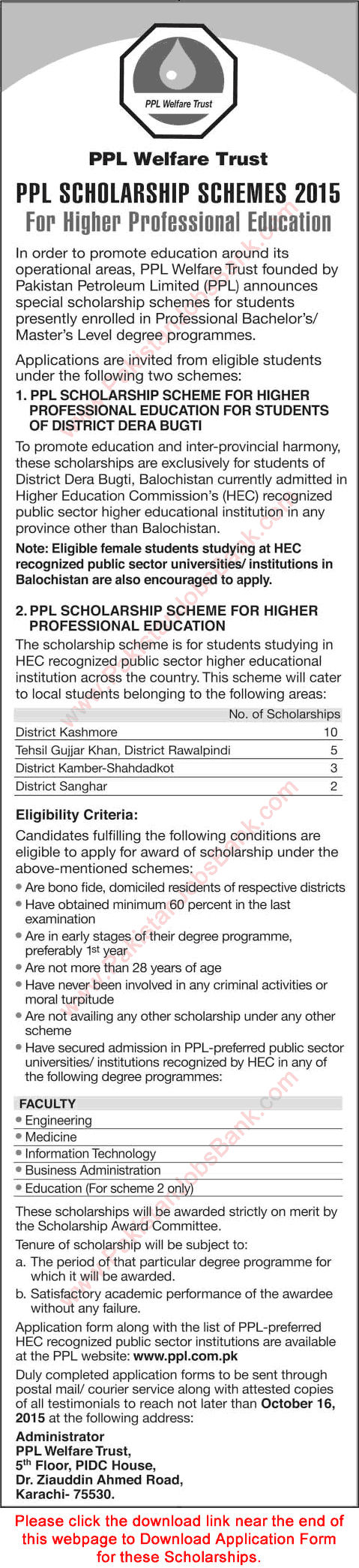 PPL Scholarship Scheme 2015 September Application Form Download Higher Professional Education