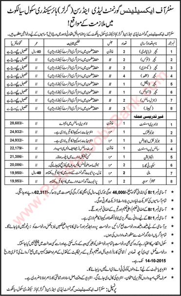 Government Lady Anderson Higher Secondary School Sialkot Jobs 2015 October Daanish Schools