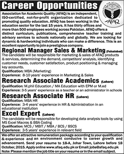 Association for Academic Quality Jobs 2015 October Sales Manager, Research Associates & Excel Expert