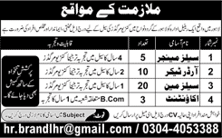 Accounts / Sales and Marketing Jobs in Lahore October 2015 for Retail Organization