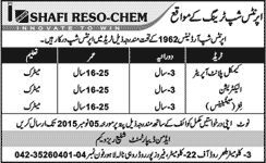 Shafi Reso Chem Lahore Apprenticeships 2015 October Latest Advertisement