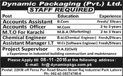 Dynamic Packaging Jobs 2015 November Management Trainee, Accounts Officer / Assistant & Others