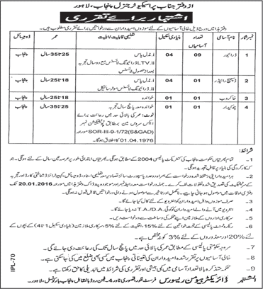 Office of Prosecutor General Punjab Lahore Jobs 2016 Drivers, Dispatch Riders, Khakroob & Chowkidar Latest