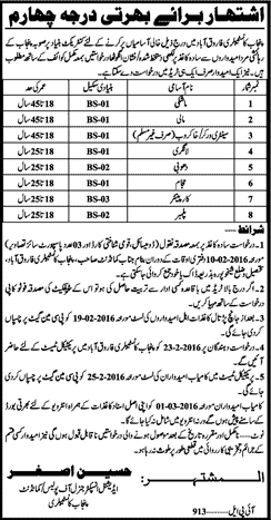 Punjab Constabulary Farooqabad Jobs 2016 Sanitary Workers, Mashki, Mali, Carpenters & Others Latest