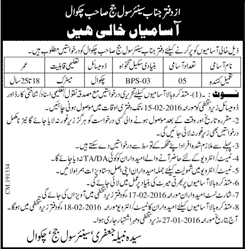 Tameel Kuninda Jobs in Civil Court Chakwal 2016 February Latest