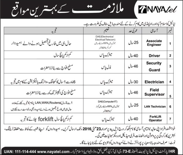 Nayatel Jobs May 2016 Islamabad / Rawalpindi DAE Associate Engineers, Field Supervisors, LAN Technician & Others Latest