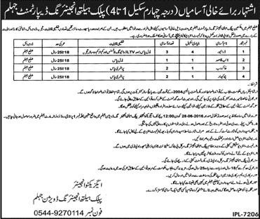 Public Health Engineering Department Jhelum Jobs 2016 June Drivers, Naib Qasid, Khakroob & Chowkidar Latest