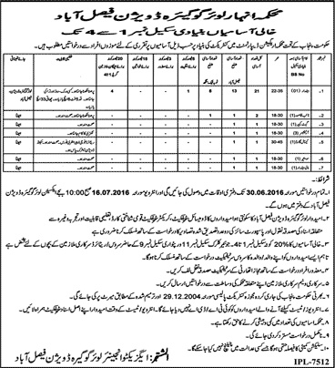 Irrigation Department Lower Gugera Division Faisalabad Jobs 2016 June Baildar & Others Latest