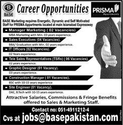 Base Marketing Islamabad Jobs 2016 July TSR, Sales Executives, IT Officers & Others Latest