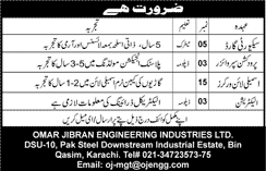 Omar Jibran Engineering Industries Karachi Jobs 2016 August Assembly Line Workers, Security Guards & Others Latest