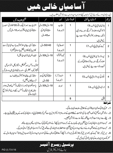 PO Box 240 GPO Rawalpindi Jobs 2016 August Clerk, Gate Keeper, Security Supervisor & Driver Latest