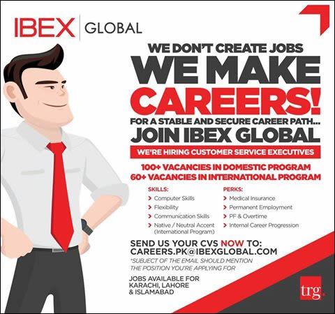 Customer Service Executive Jobs in IBEX Global Pakistan August 2016 TRG Group Latest