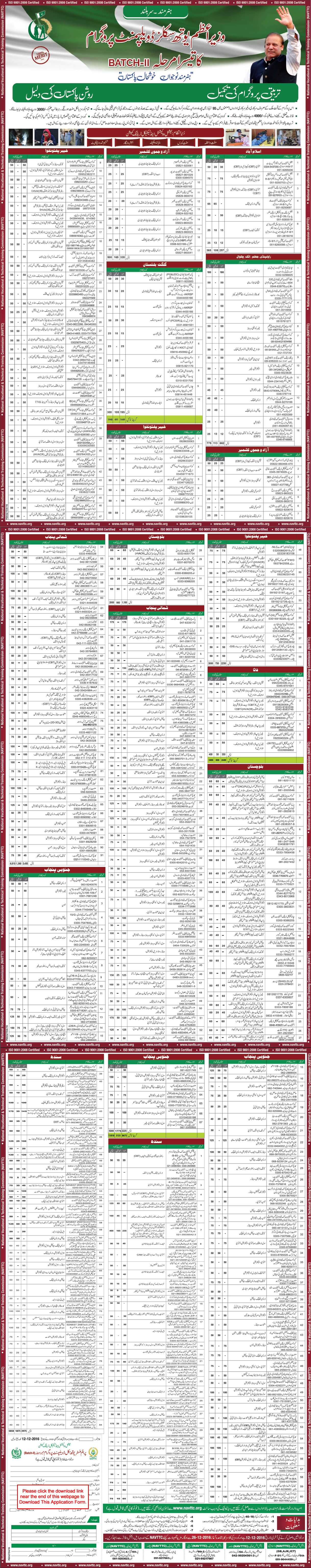 Prime Minister Youth Skills Development Program November 2016 December NAVTTC Application Form Latest