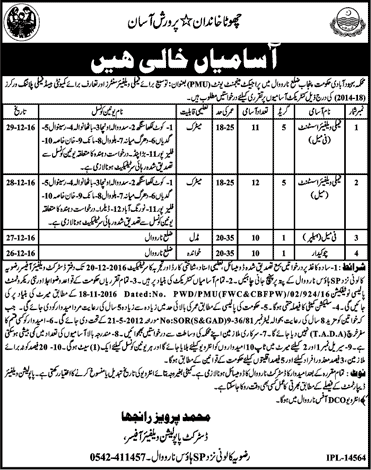 Population Welfare Department Punjab Narowal Jobs December 2016 Family Welfare Assistants, Helper & Chowkidar Latest