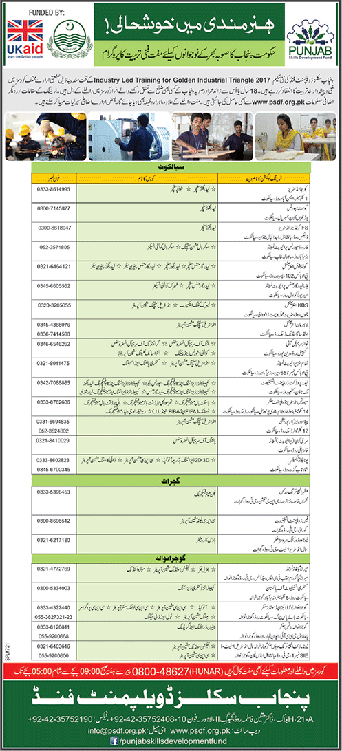 PSDF Free Courses March 2017 Punjab Skills Development Fund Latest