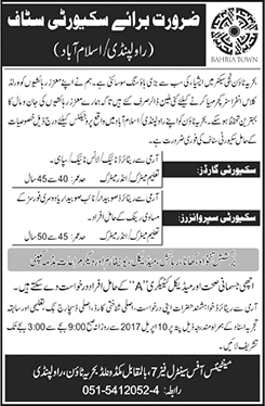 Security Guards & Supervisor Jobs in Bahria Town Rawalpindi 2017 April Islamabad Latest