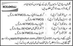 IGLOO Ice Cream Karachi & Sukkur Jobs 2017 July Sales Officer / Manager & Others Latest