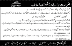 Pizza Hut Karachi Jobs August 2017 Waiters, Riders, Kitchen Staff & Customer Coordinator Latest