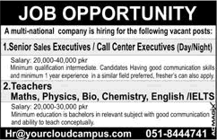 Teachers & Sales / Call Center Executive Jobs in Rawalpindi August 2017 September Latest