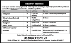 Arshad & Co Islamabad Jobs 2017 November Civil Engineers, Foreman & Others Latest