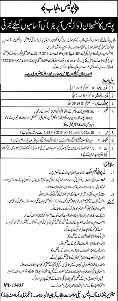 Punjab Police Wireless Operator Jobs November 2017 Constable Latest / New