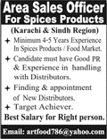Sales Officer Jobs in Sindh November 2017 December for Spices Products Latest