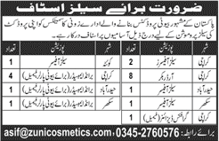 Zuni Cosmetics Pakistan Jobs 2017 December Sales Officers, Order Booker & Others Latest