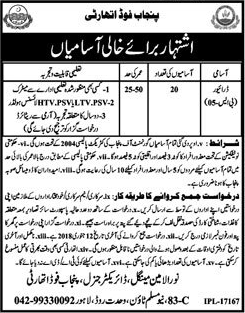 Driver Jobs in Punjab Food Authority Lahore December 2017 Latest
