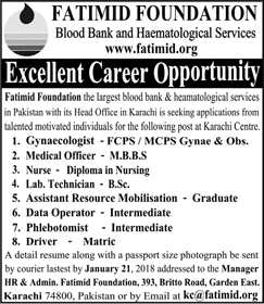 Fatimid Foundation Karachi Jobs 2018 Medical Officer, Nurse, Lab Technician & Others Latest